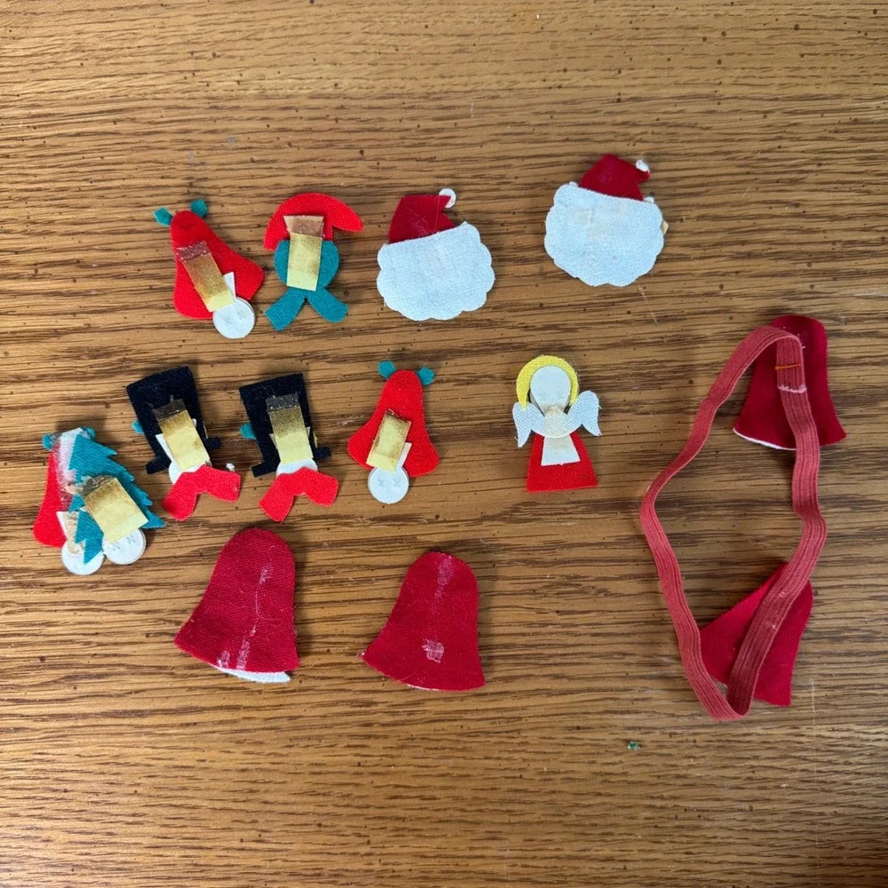 MCM Vintage Christmas Felt Ornaments Santa Angel‎ Bell Elf Figurine Craft Lot
